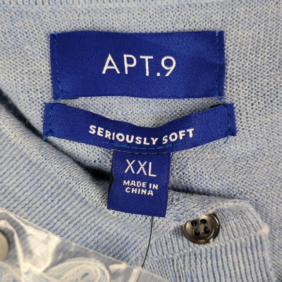 NWT Apt. 9 Sweater Mens Size XXL Seriously Soft Tipped Polo Sweater Pale Blue - Picture 6 of 12